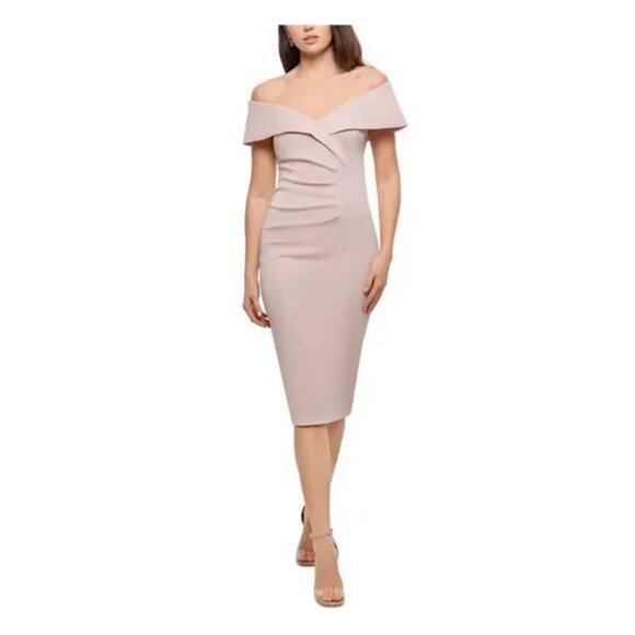 Elegant Off-Shoulder Pink Dress - Picture 1 of 10